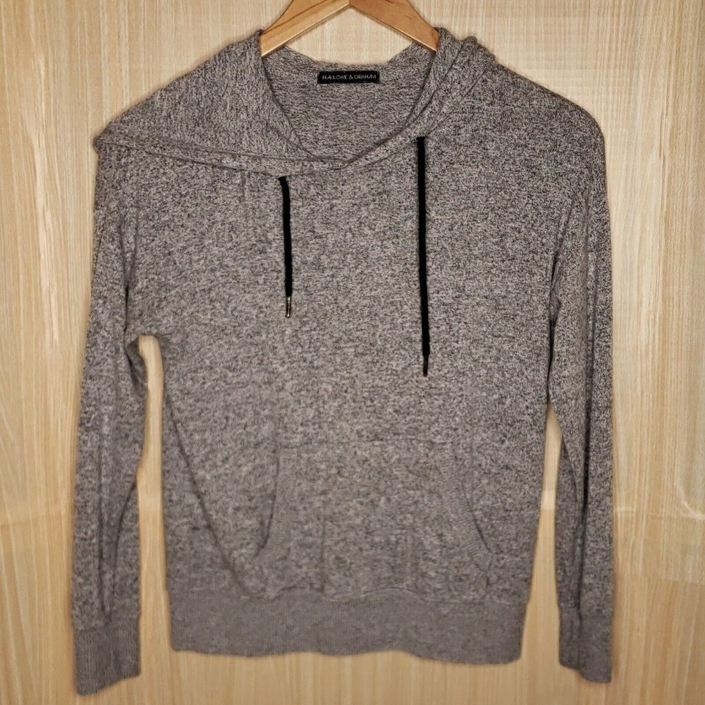 Harlowe & Graham Heathered Hooded Long Sleeve Top